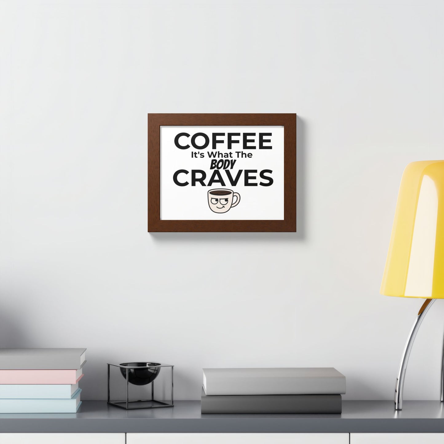 Coffee Cravings Framed Poster | Fun Wall Art for Coffee Lovers, Kitchen Decor, Gift for Baristas, Home Office Art, Coffee Shop Decor