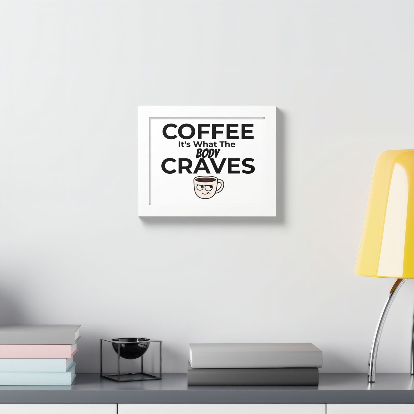 Coffee Cravings Framed Poster | Fun Wall Art for Coffee Lovers, Kitchen Decor, Gift for Baristas, Home Office Art, Coffee Shop Decor