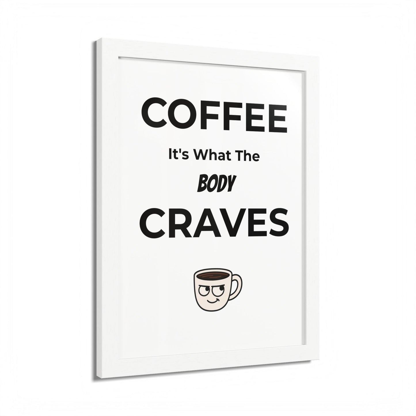 Coffee Cravings Framed Poster | Fun Wall Art for Coffee Lovers, Kitchen Decor, Gift for Baristas, Home Office Art, Coffee Shop Decor