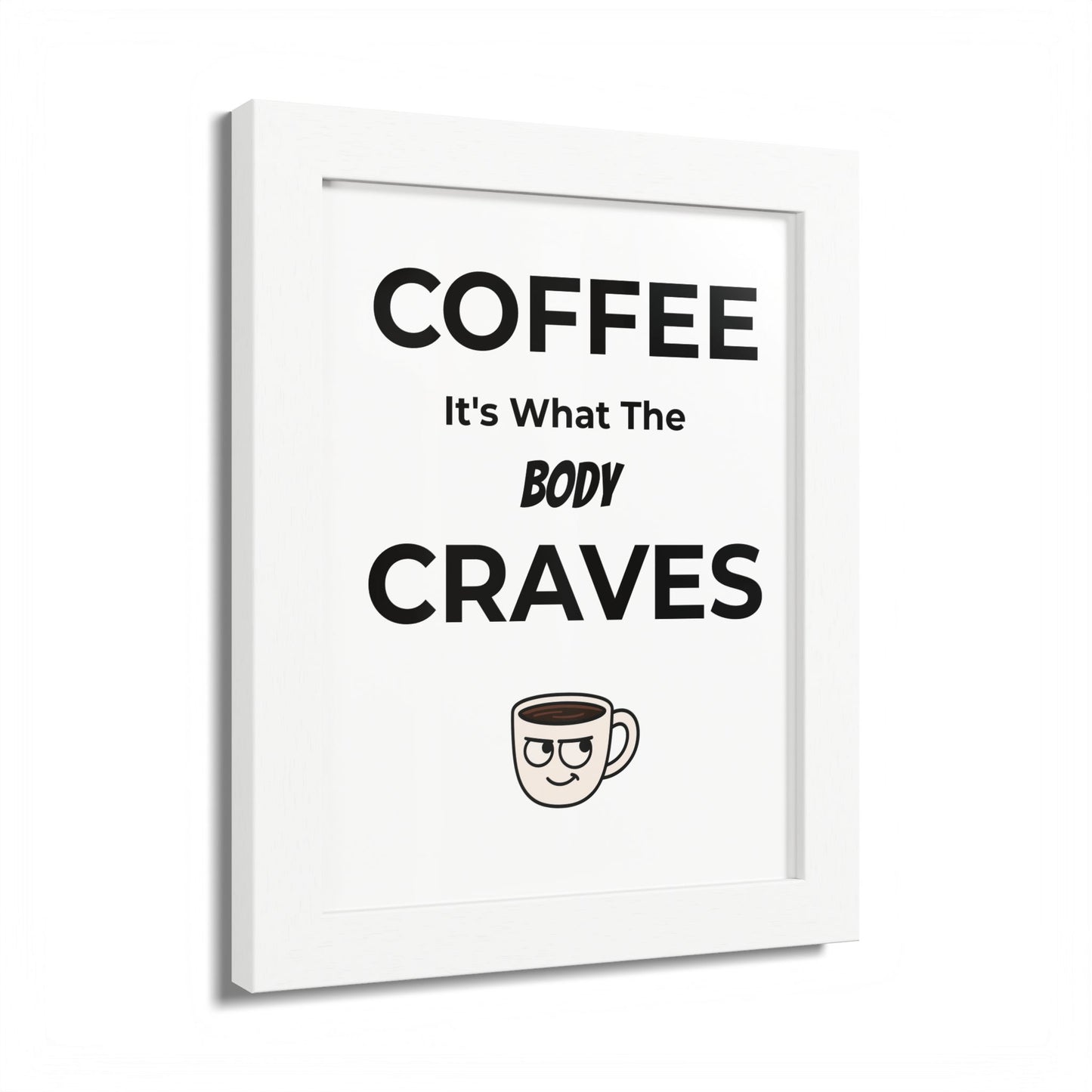 Coffee Cravings Framed Poster | Fun Wall Art for Coffee Lovers, Kitchen Decor, Gift for Baristas, Home Office Art, Coffee Shop Decor