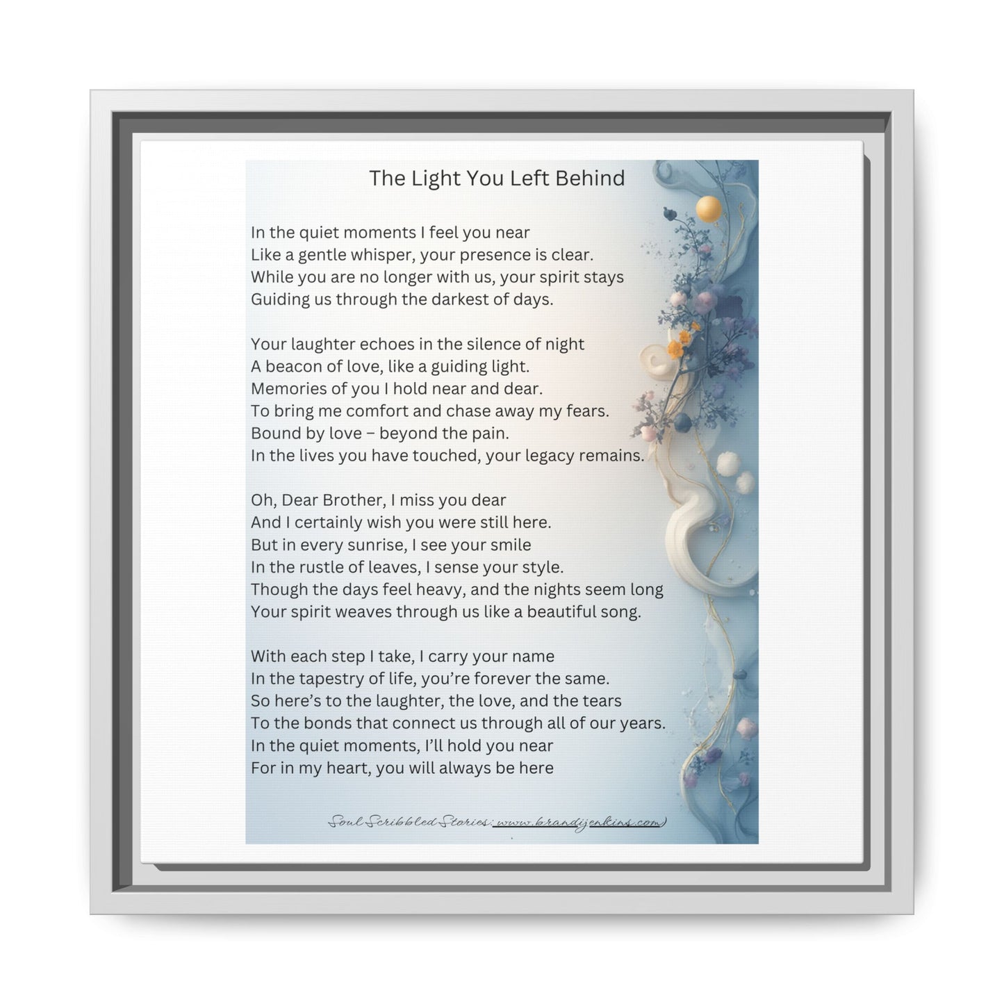 The Light You Left Behind Matte Canvas Framed Print | Memorial Wall Art