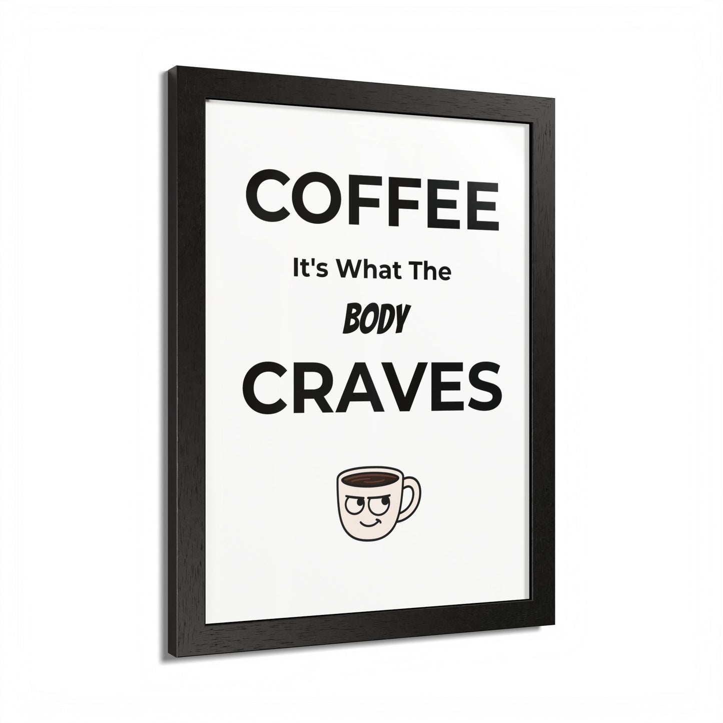 Coffee Cravings Framed Poster | Fun Wall Art for Coffee Lovers, Kitchen Decor, Gift for Baristas, Home Office Art, Coffee Shop Decor
