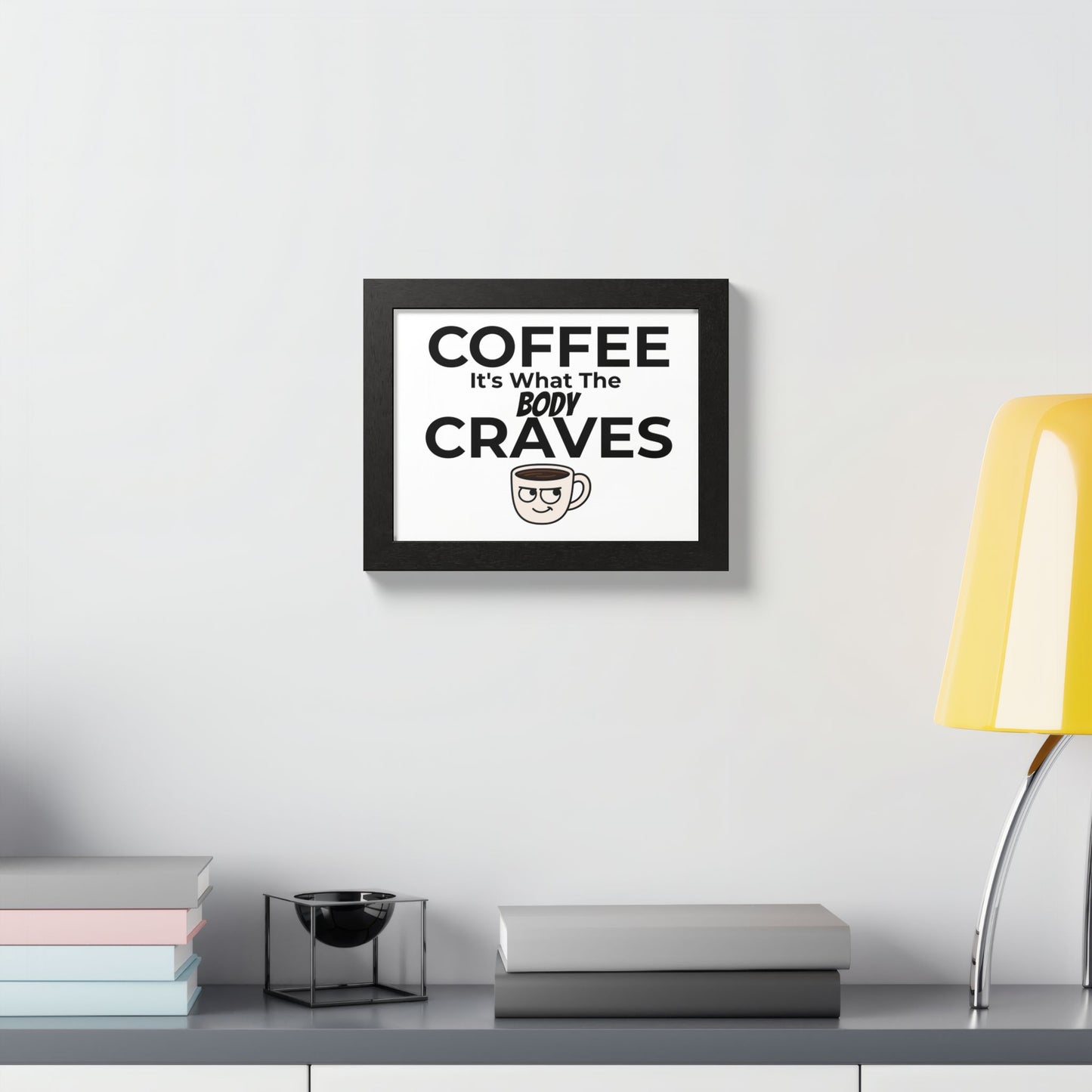 Coffee Cravings Framed Poster | Fun Wall Art for Coffee Lovers, Kitchen Decor, Gift for Baristas, Home Office Art, Coffee Shop Decor