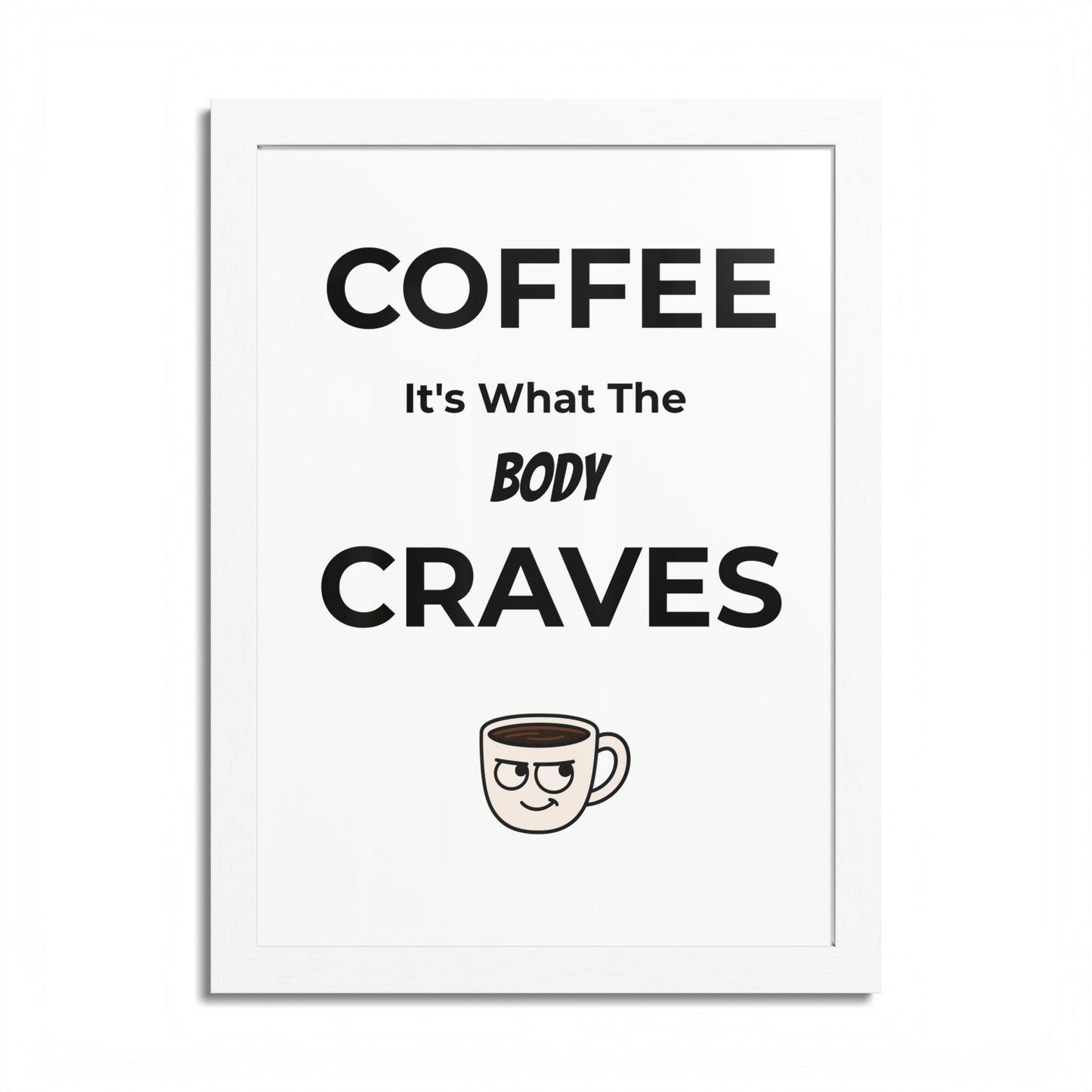 Coffee Cravings Framed Poster | Fun Wall Art for Coffee Lovers, Kitchen Decor, Gift for Baristas, Home Office Art, Coffee Shop Decor