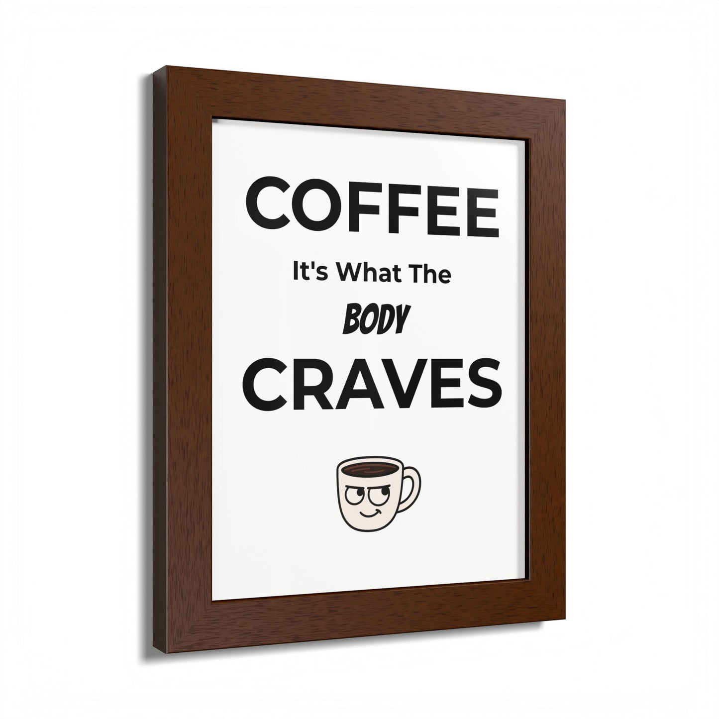 Coffee Cravings Framed Poster | Fun Wall Art for Coffee Lovers, Kitchen Decor, Gift for Baristas, Home Office Art, Coffee Shop Decor