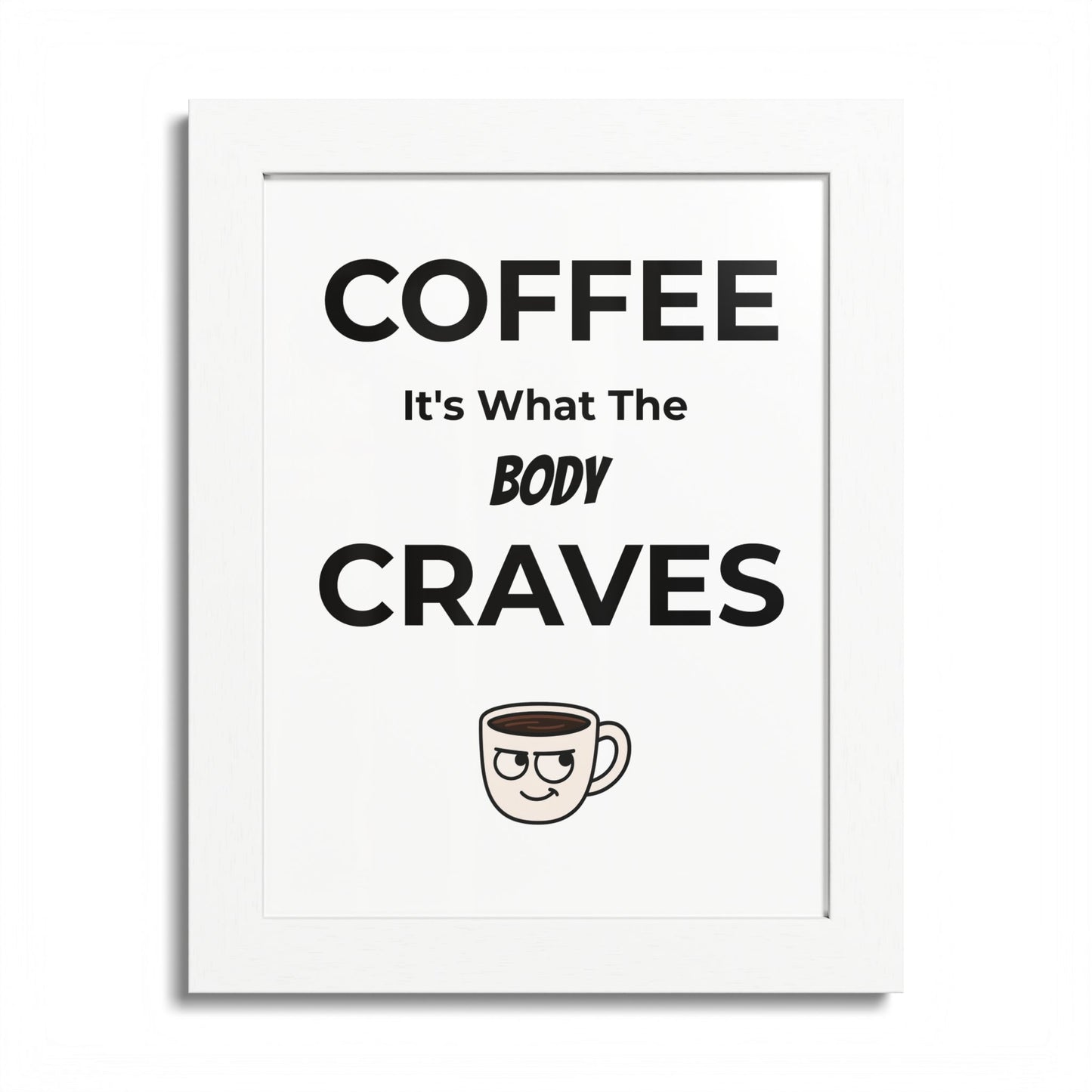 Coffee Cravings Framed Poster | Fun Wall Art for Coffee Lovers, Kitchen Decor, Gift for Baristas, Home Office Art, Coffee Shop Decor