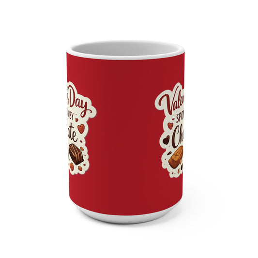 Valentine's Day Chocolate Mug 15oz Red Coffee Cup | Heart Hot Cocoa Design