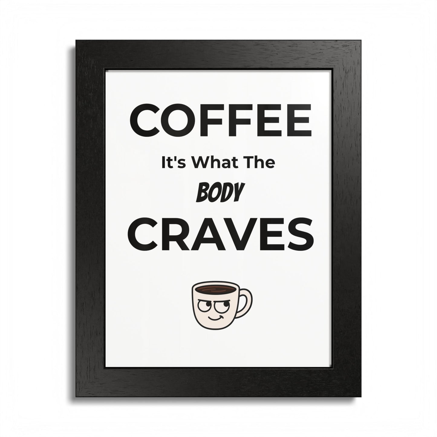 Coffee Cravings Framed Poster | Fun Wall Art for Coffee Lovers, Kitchen Decor, Gift for Baristas, Home Office Art, Coffee Shop Decor
