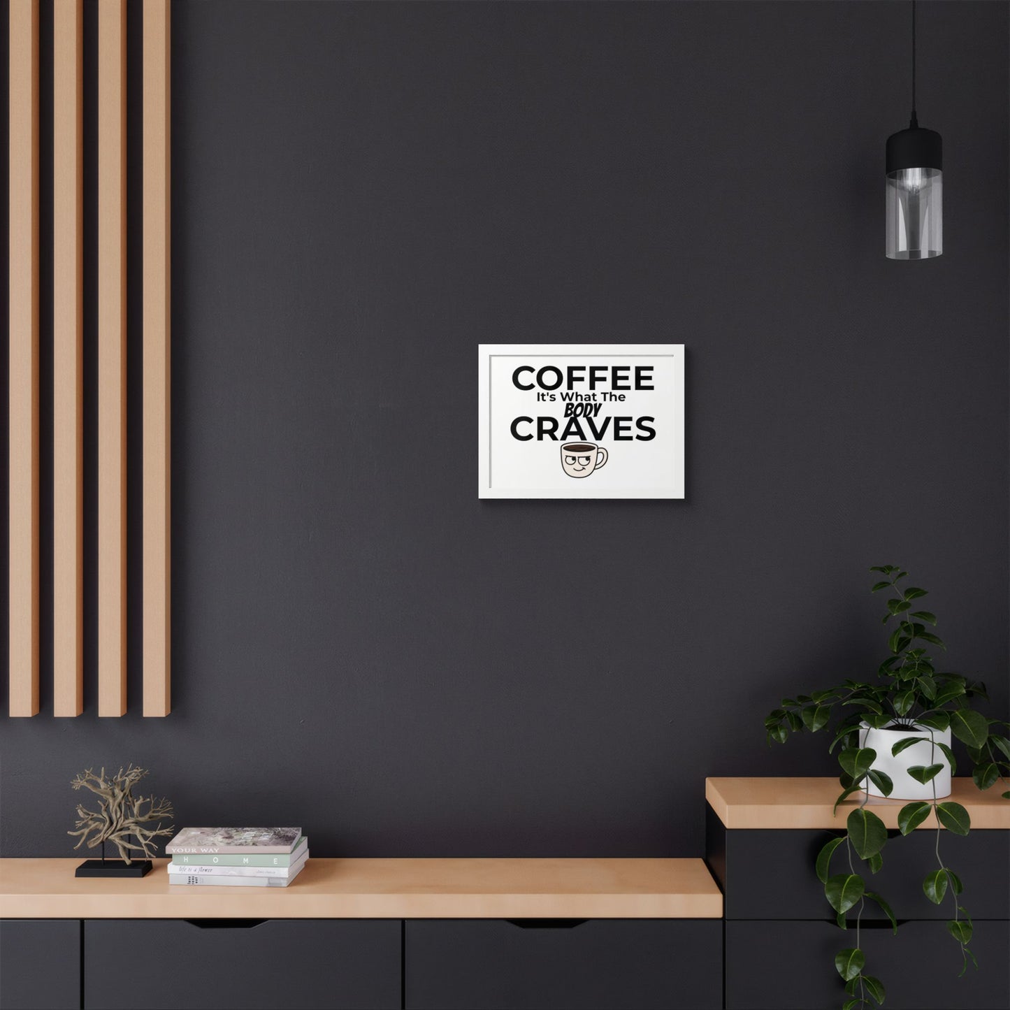 Coffee Cravings Framed Poster | Fun Wall Art for Coffee Lovers, Kitchen Decor, Gift for Baristas, Home Office Art, Coffee Shop Decor