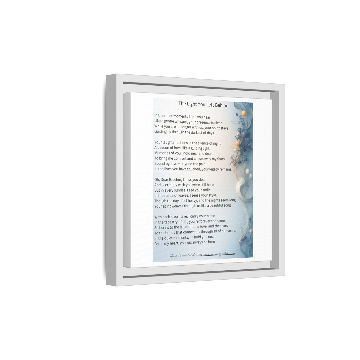 The Light You Left Behind Matte Canvas Framed Print | Memorial Wall Art