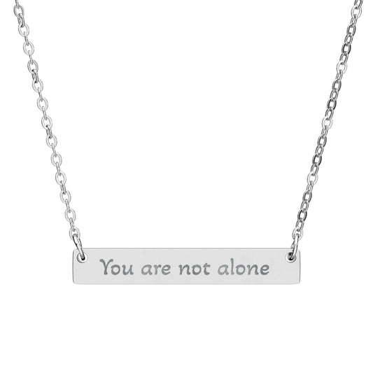 You are not alone horizontal bar necklace | Engraved Name Bar Necklace