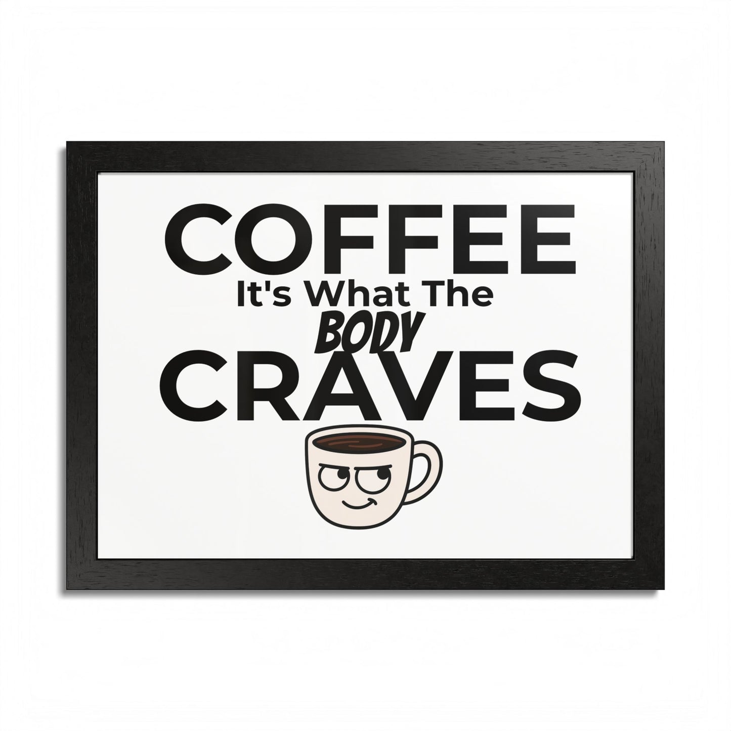Coffee Cravings Framed Poster | Fun Wall Art for Coffee Lovers, Kitchen Decor, Gift for Baristas, Home Office Art, Coffee Shop Decor