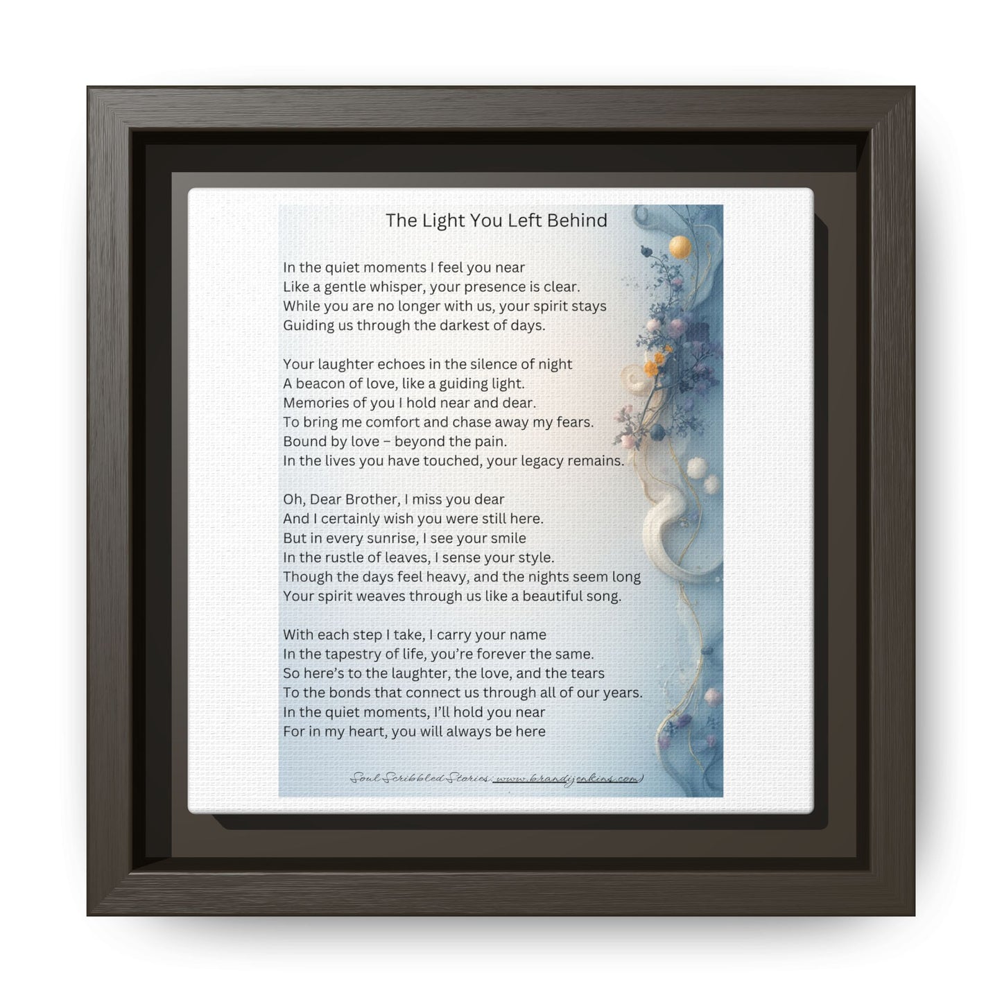 The Light You Left Behind Matte Canvas Framed Print | Memorial Wall Art