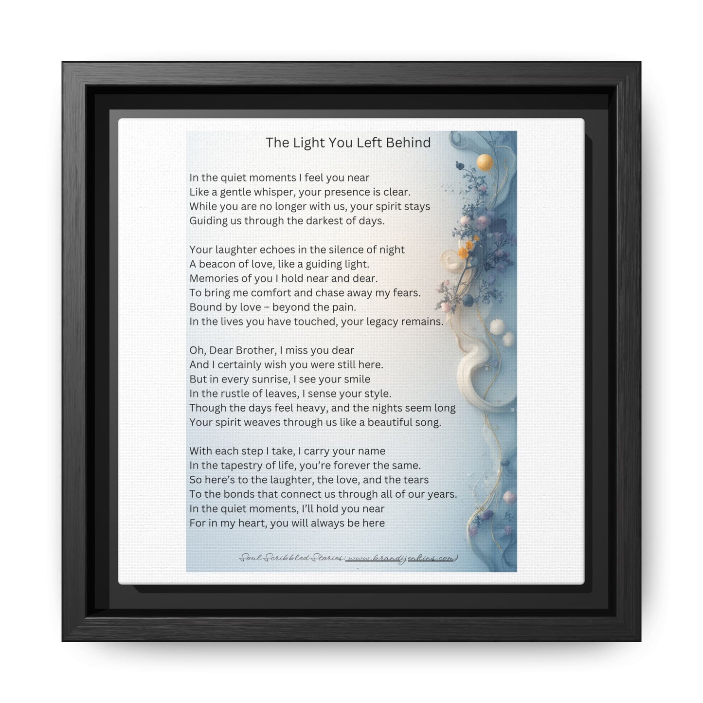 The Light You Left Behind Matte Canvas Framed Print | Memorial Wall Art
