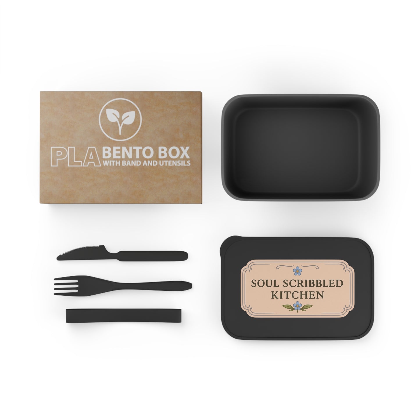 Soul Scribbled Kitchen Eco Bento Box with Band and Utensils PLA Bento Box
