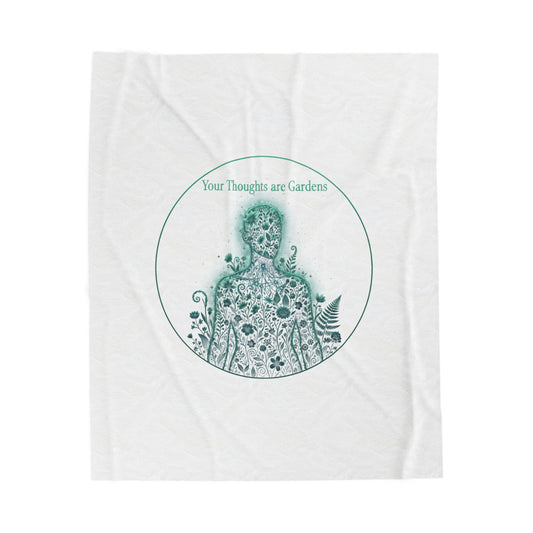 Imaginary Specimen 'Your Thoughts Are Gardens' Velveteen Blanket | surreal taxonomy art, pseudo scientific illustration