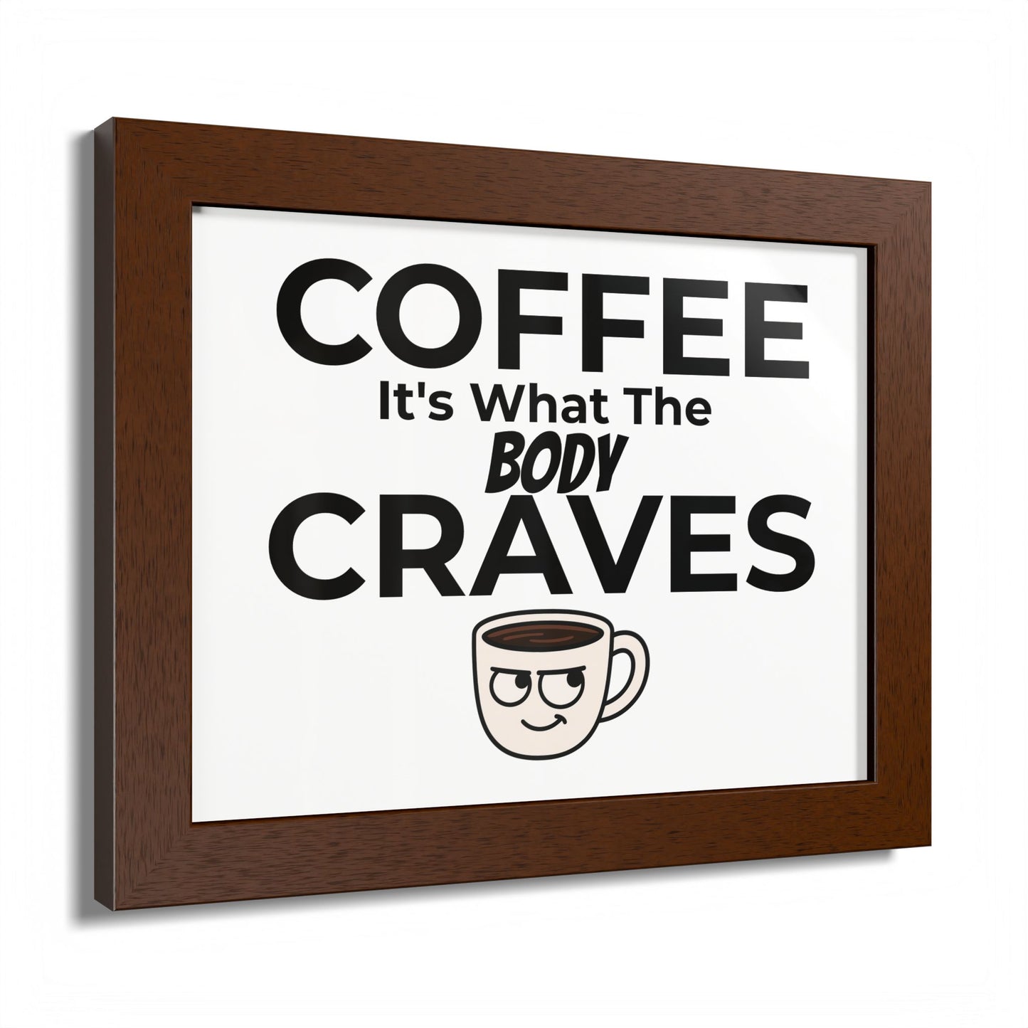 Coffee Cravings Framed Poster | Fun Wall Art for Coffee Lovers, Kitchen Decor, Gift for Baristas, Home Office Art, Coffee Shop Decor