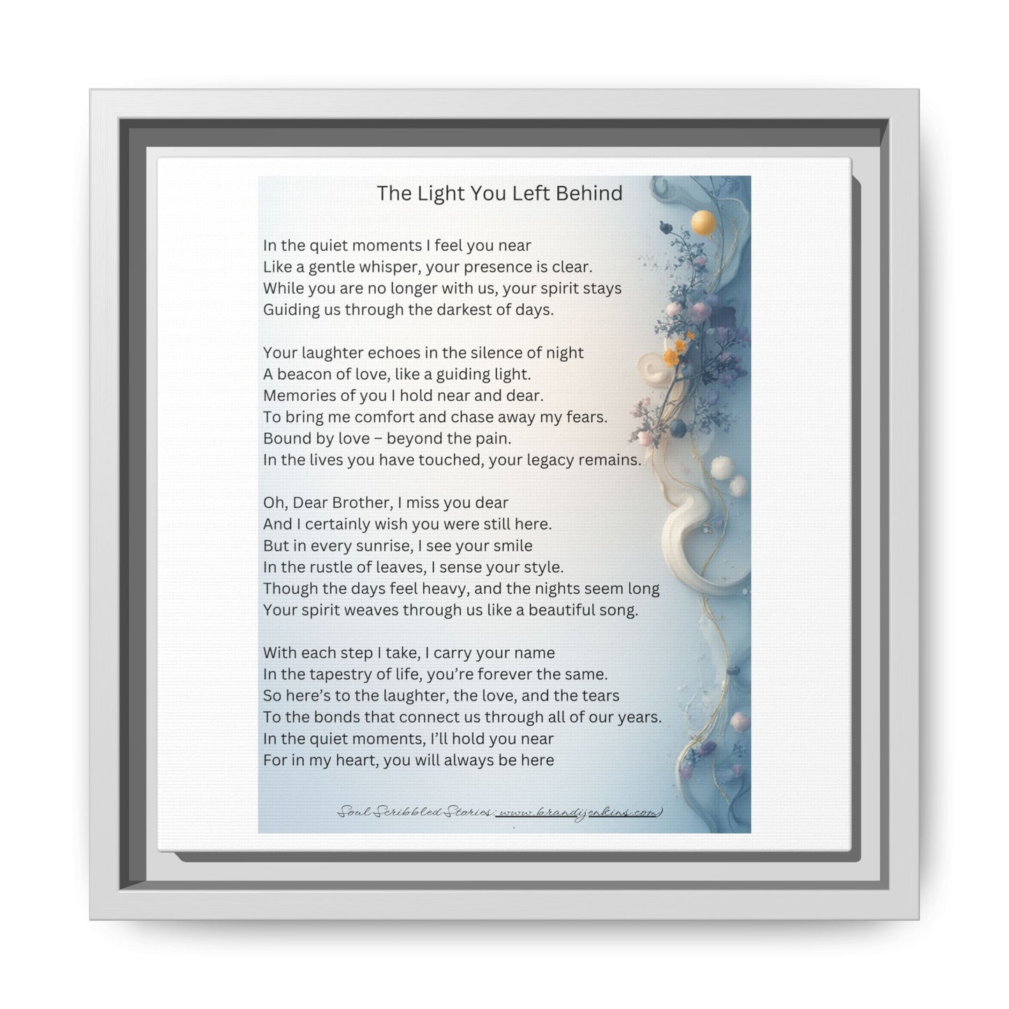 The Light You Left Behind Matte Canvas Framed Print | Memorial Wall Art