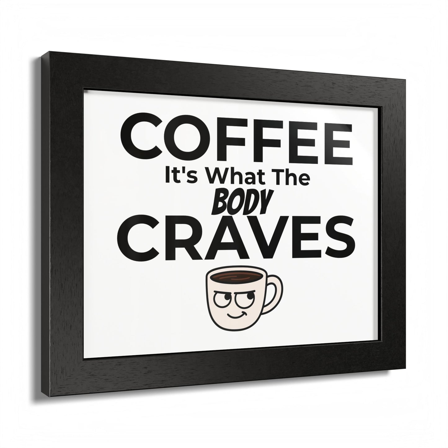 Coffee Cravings Framed Poster | Fun Wall Art for Coffee Lovers, Kitchen Decor, Gift for Baristas, Home Office Art, Coffee Shop Decor