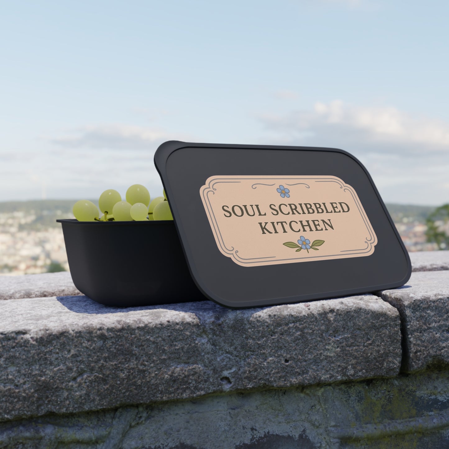 Soul Scribbled Kitchen Eco Bento Box with Band and Utensils PLA Bento Box