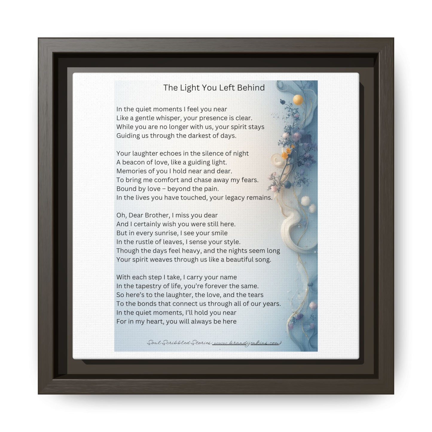 The Light You Left Behind Matte Canvas Framed Print | Memorial Wall Art