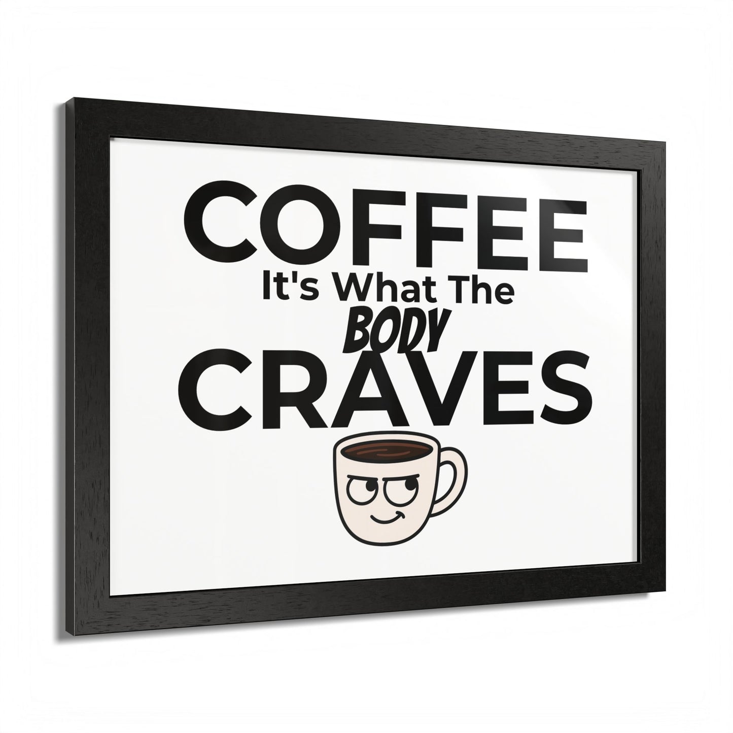 Coffee Cravings Framed Poster | Fun Wall Art for Coffee Lovers, Kitchen Decor, Gift for Baristas, Home Office Art, Coffee Shop Decor