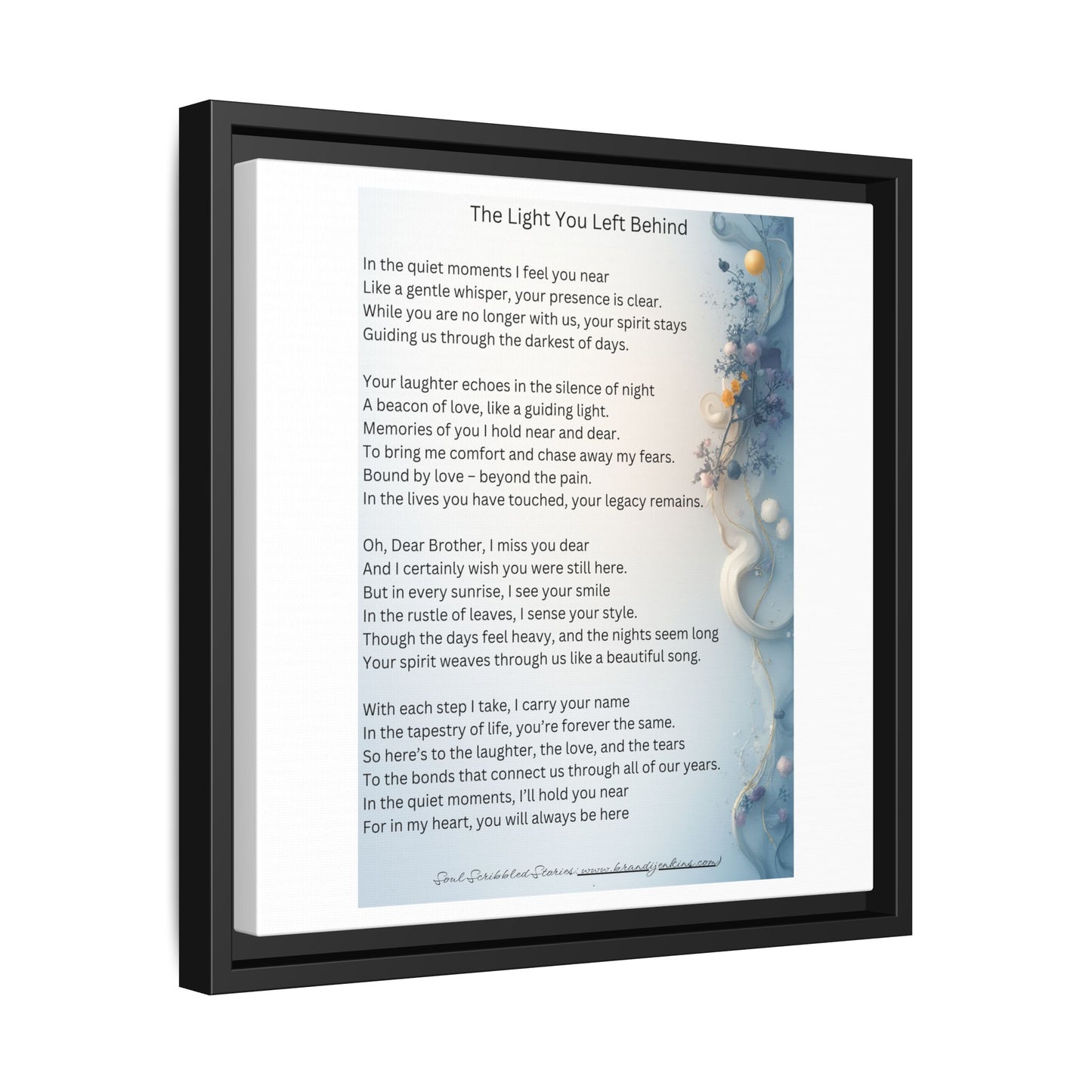 The Light You Left Behind Matte Canvas Framed Print | Memorial Wall Art