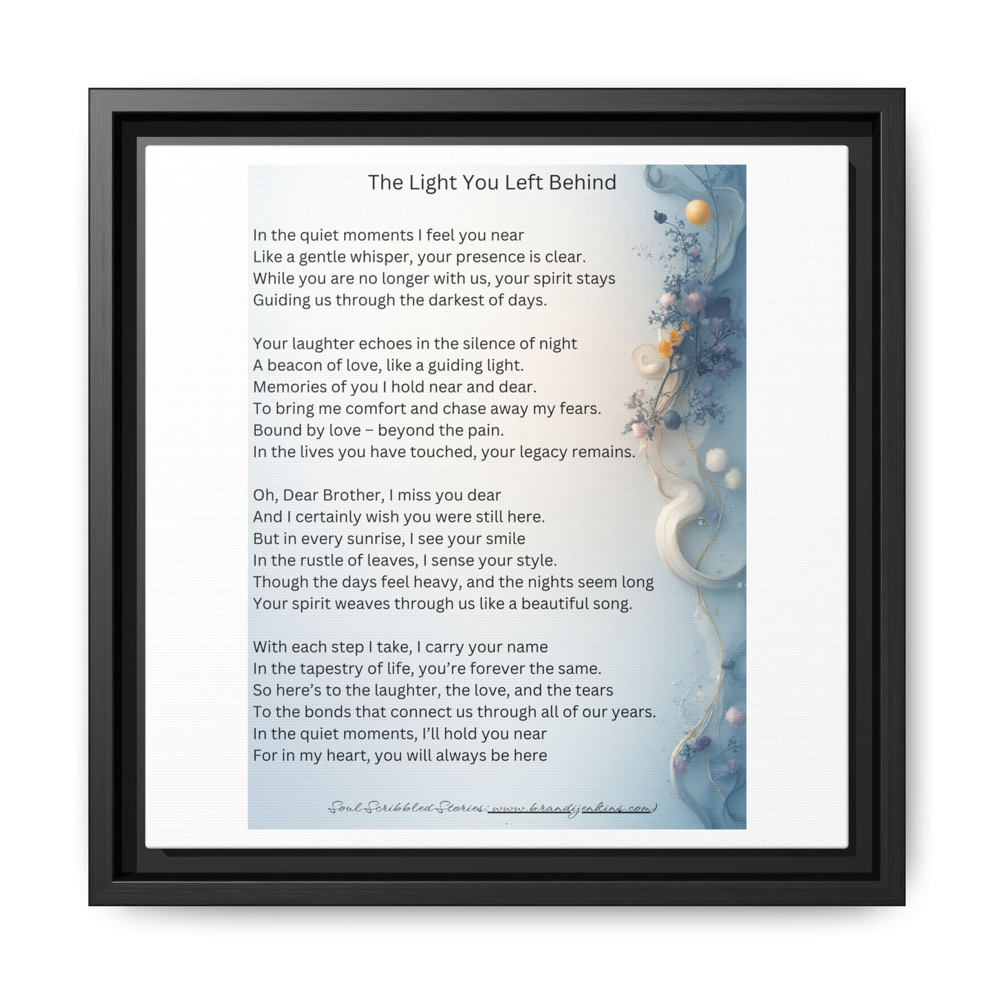 The Light You Left Behind Matte Canvas Framed Print | Memorial Wall Art
