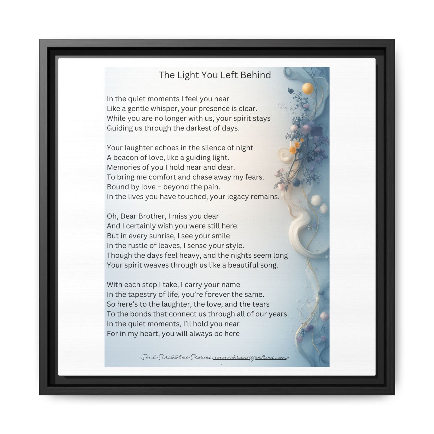 The Light You Left Behind Matte Canvas Framed Print | Memorial Wall Art