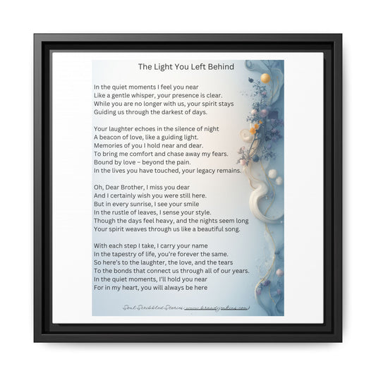 The Light You Left Behind Matte Canvas Framed Print | Memorial Wall Art