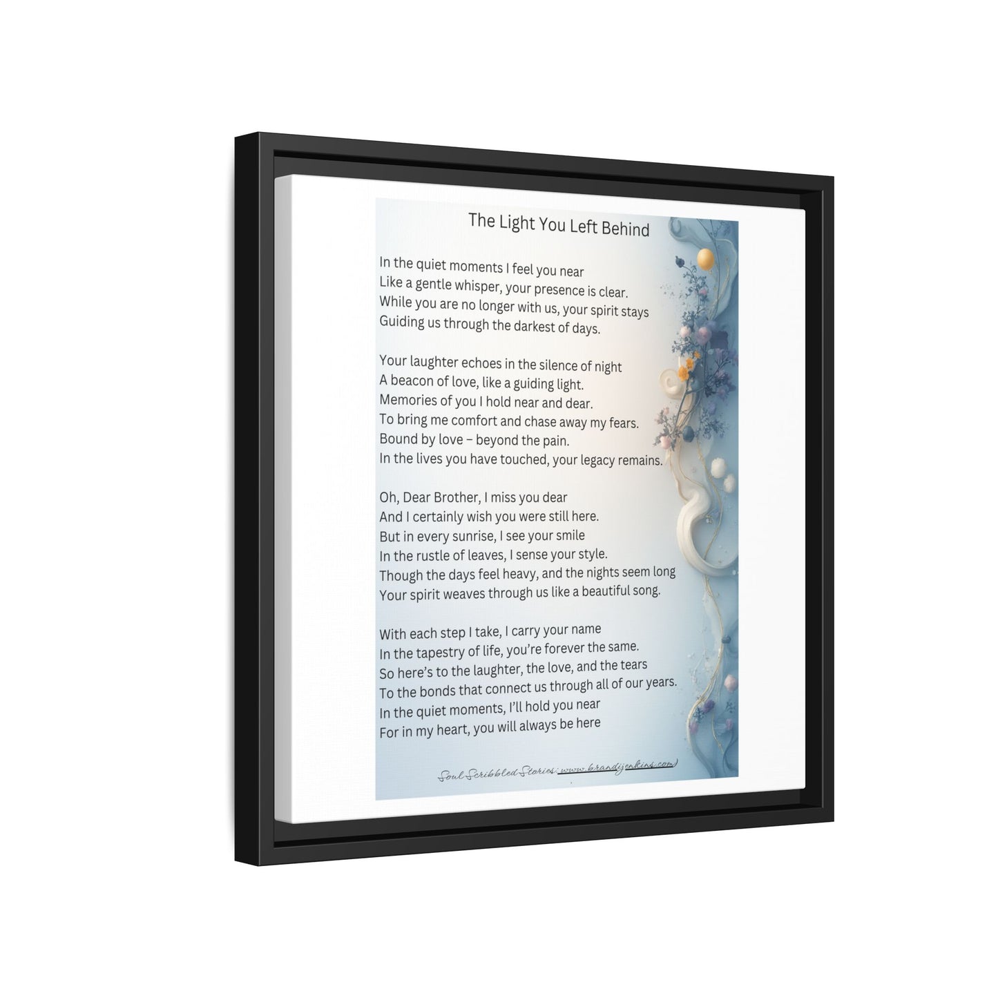 The Light You Left Behind Matte Canvas Framed Print | Memorial Wall Art