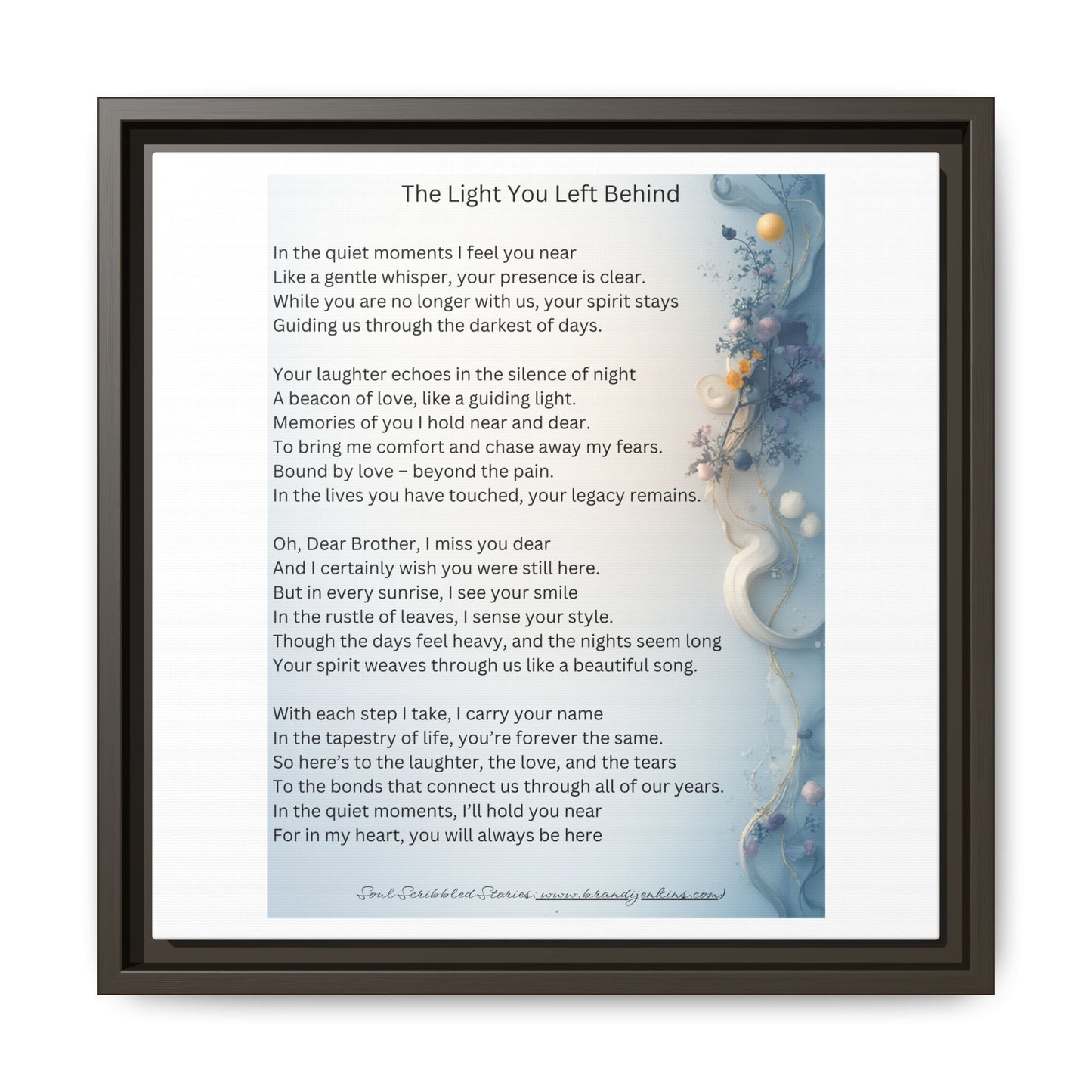 The Light You Left Behind Matte Canvas Framed Print | Memorial Wall Art