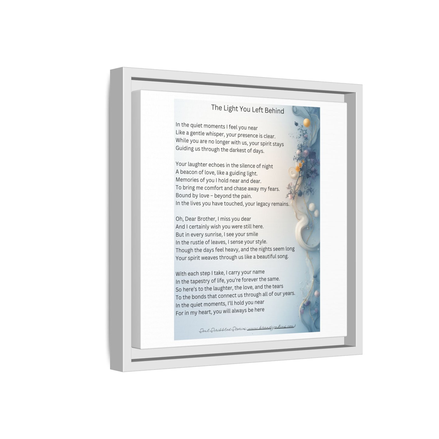 The Light You Left Behind Matte Canvas Framed Print | Memorial Wall Art