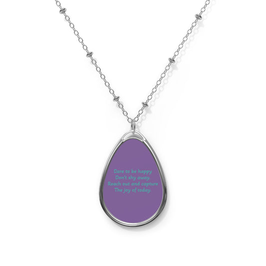 Dare to Be Happy Teardrop Necklace | Oval Necklace