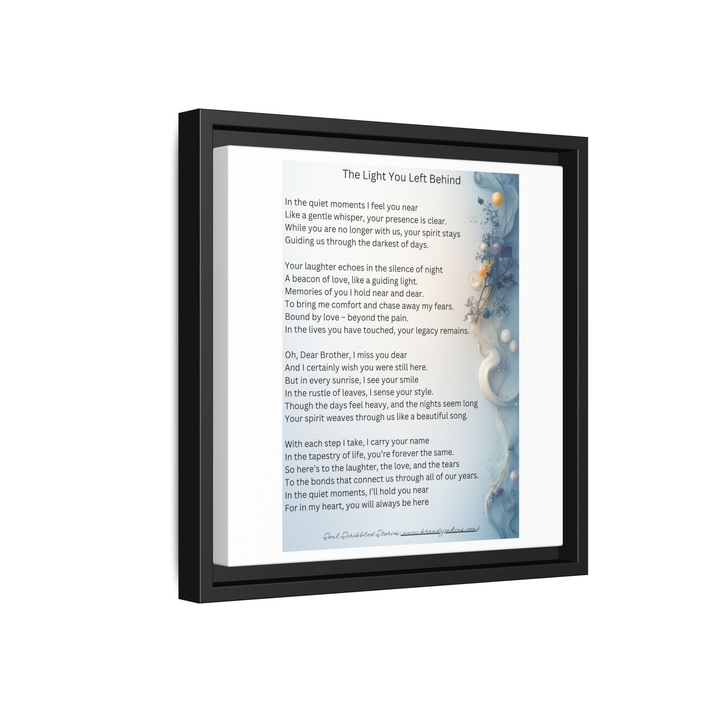 The Light You Left Behind Matte Canvas Framed Print | Memorial Wall Art