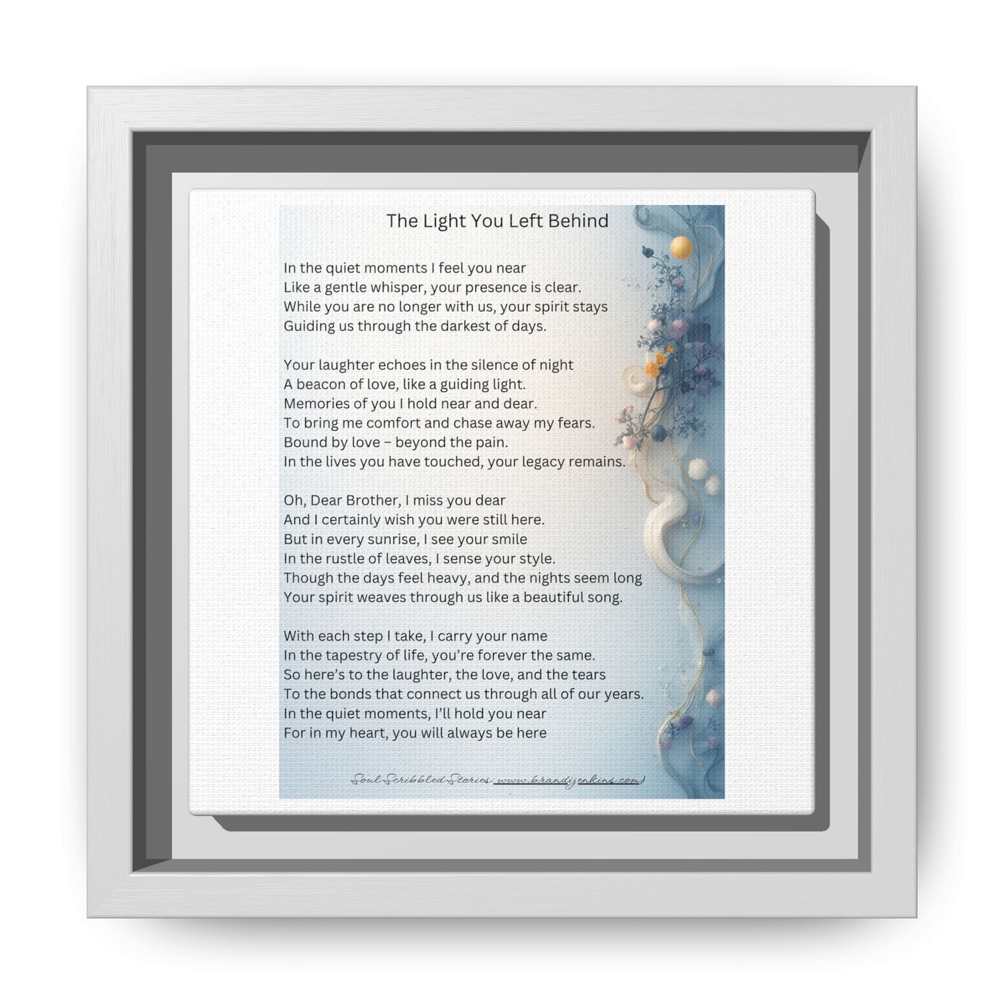 The Light You Left Behind Matte Canvas Framed Print | Memorial Wall Art