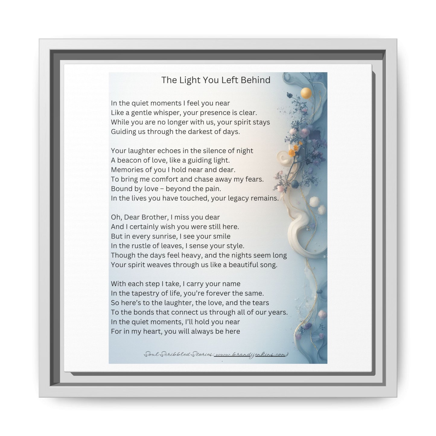 The Light You Left Behind Matte Canvas Framed Print | Memorial Wall Art