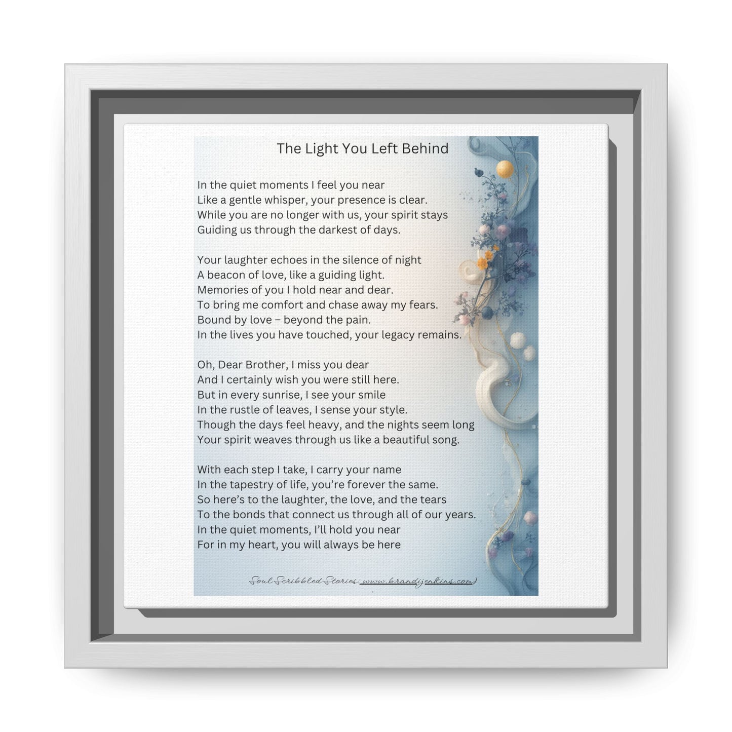 The Light You Left Behind Matte Canvas Framed Print | Memorial Wall Art