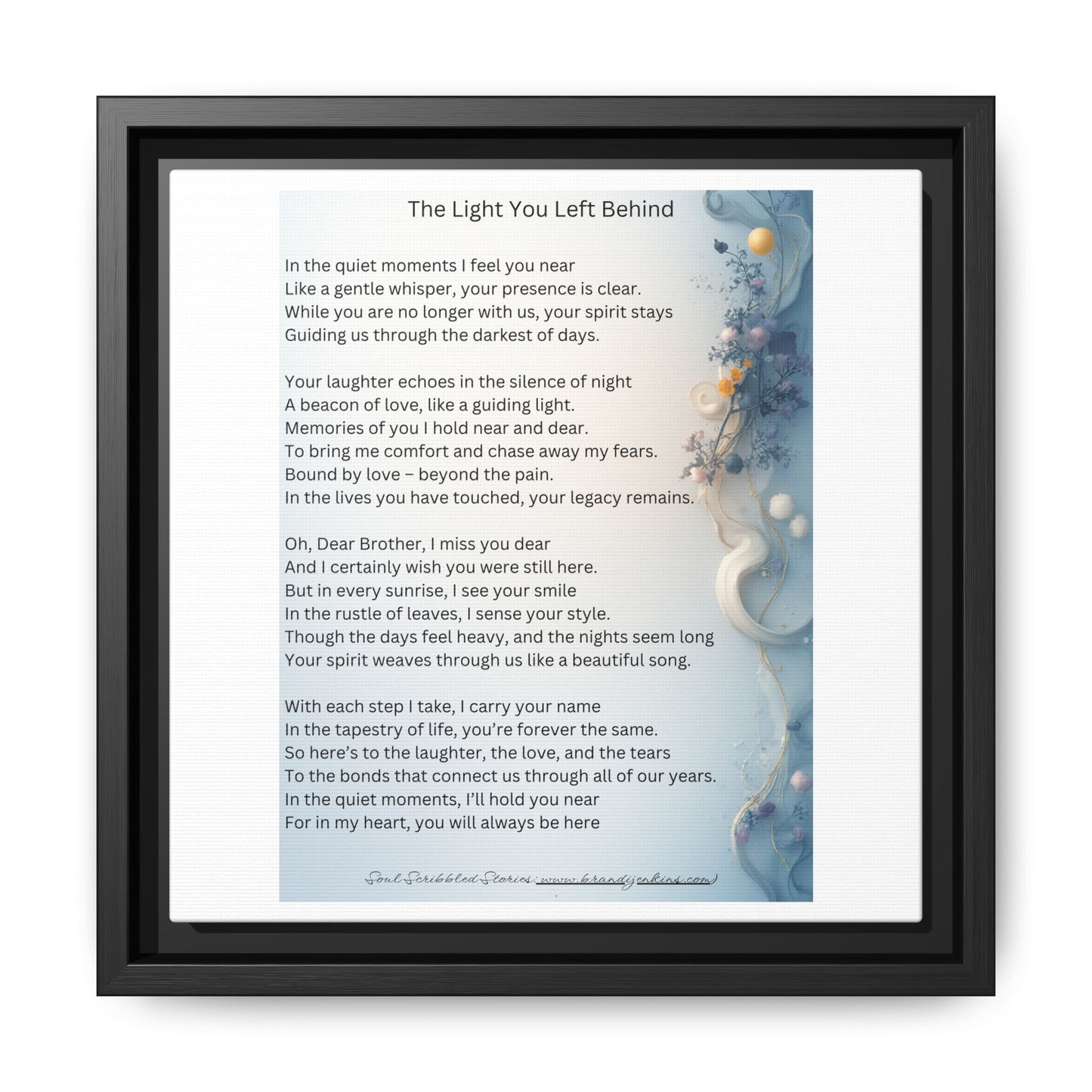The Light You Left Behind Matte Canvas Framed Print | Memorial Wall Art