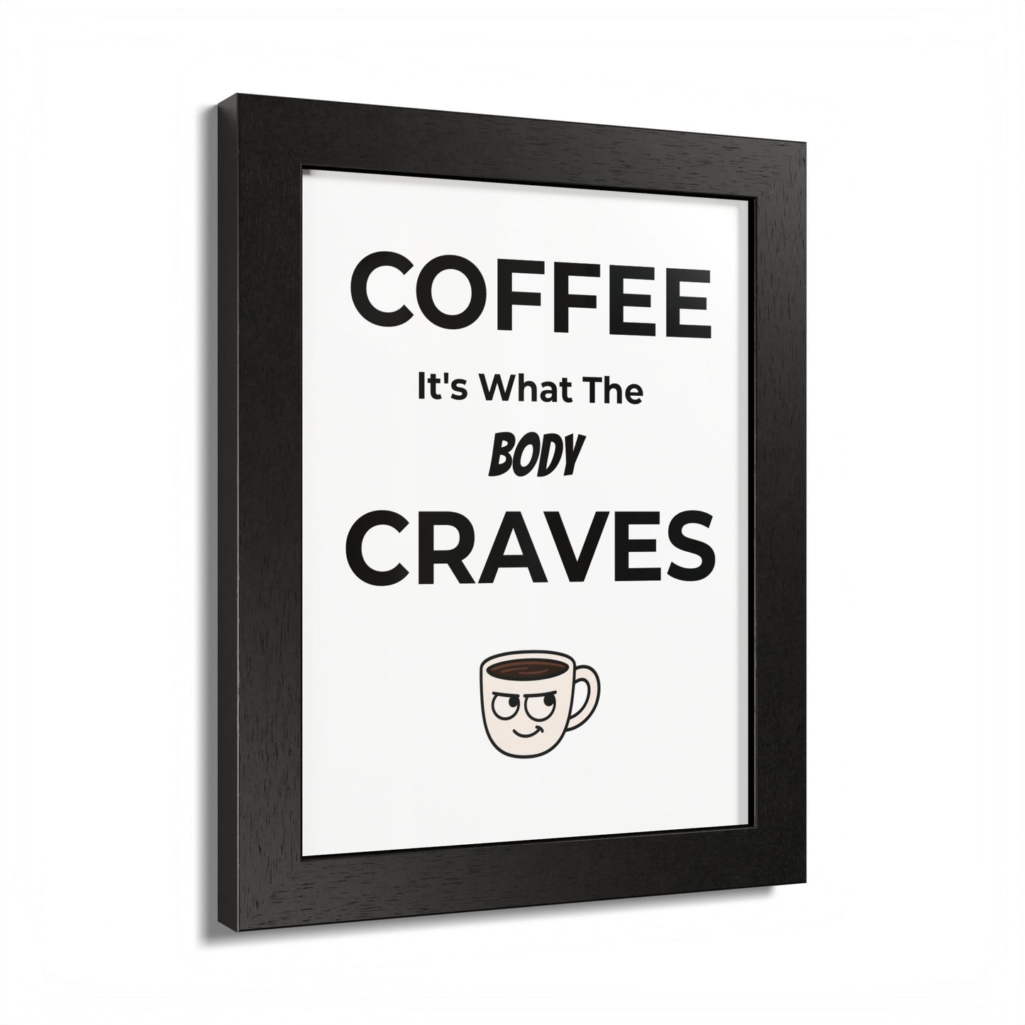 Coffee Cravings Framed Poster | Fun Wall Art for Coffee Lovers, Kitchen Decor, Gift for Baristas, Home Office Art, Coffee Shop Decor