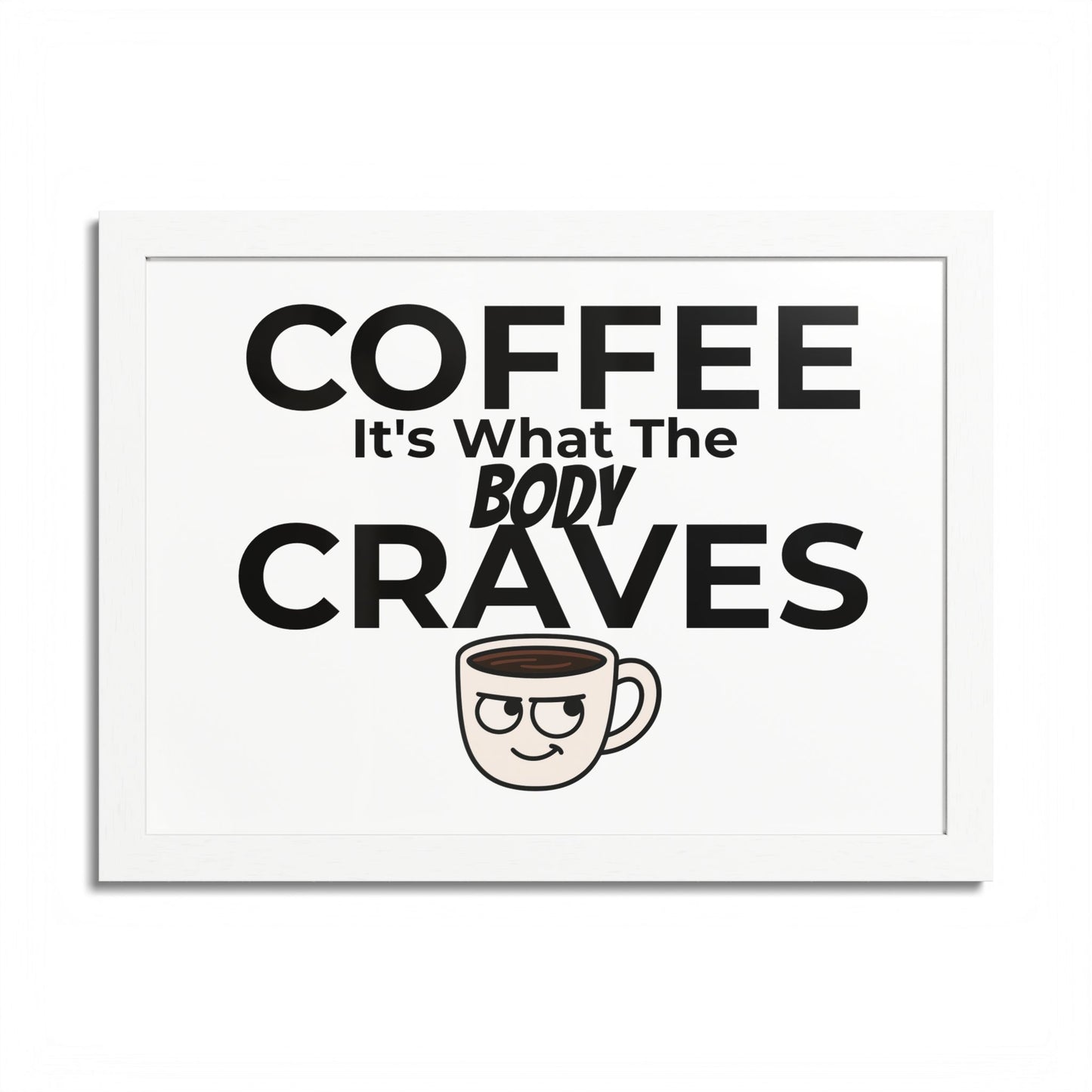 Coffee Cravings Framed Poster | Fun Wall Art for Coffee Lovers, Kitchen Decor, Gift for Baristas, Home Office Art, Coffee Shop Decor
