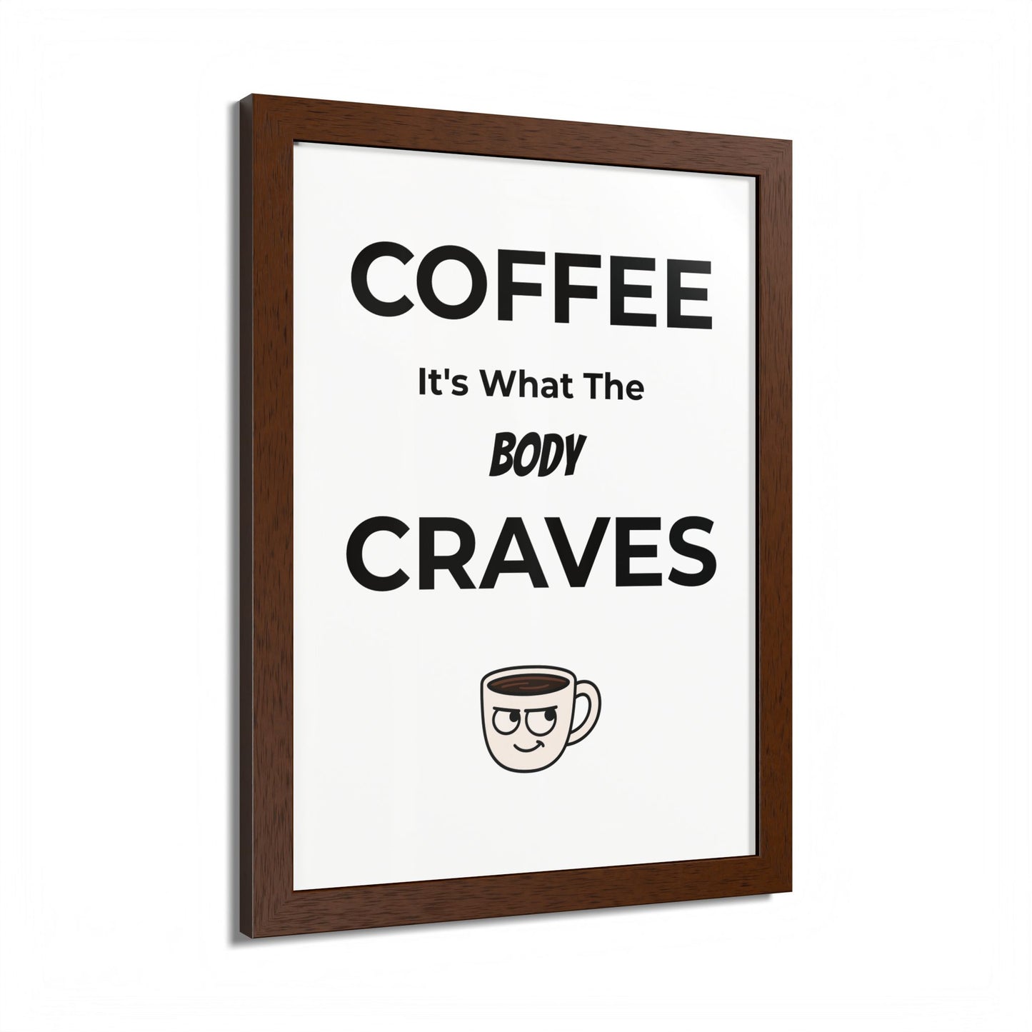 Coffee Cravings Framed Poster | Fun Wall Art for Coffee Lovers, Kitchen Decor, Gift for Baristas, Home Office Art, Coffee Shop Decor