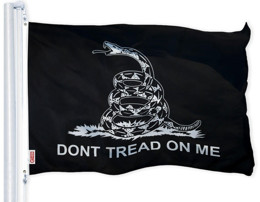 G128  Gadsden Dont Tread on Me Tea Party Flag (Black/White) 3x5 FT Printed Brass Grommets 150D Polyester Indoor/Outdoor  Much Thicker More Durable Than 100D 75D Polyester
