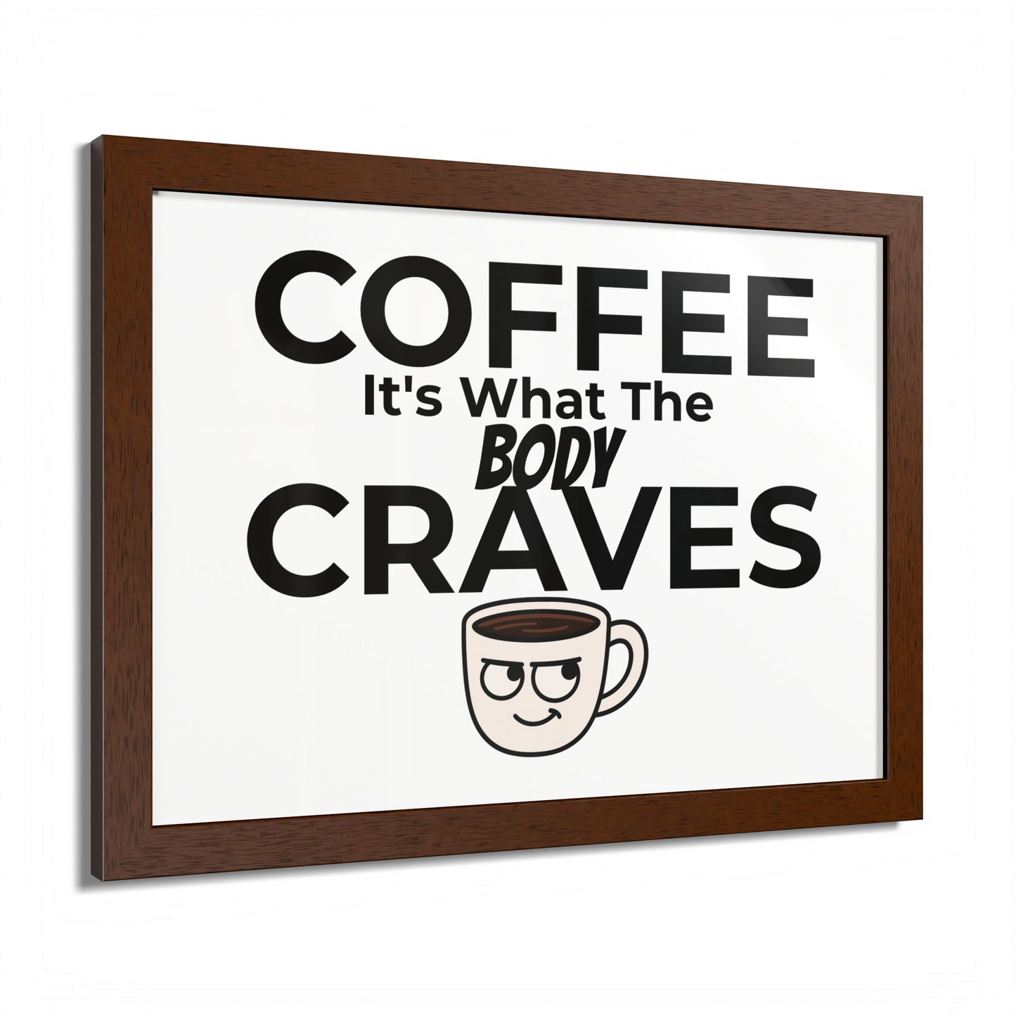 Coffee Cravings Framed Poster | Fun Wall Art for Coffee Lovers, Kitchen Decor, Gift for Baristas, Home Office Art, Coffee Shop Decor