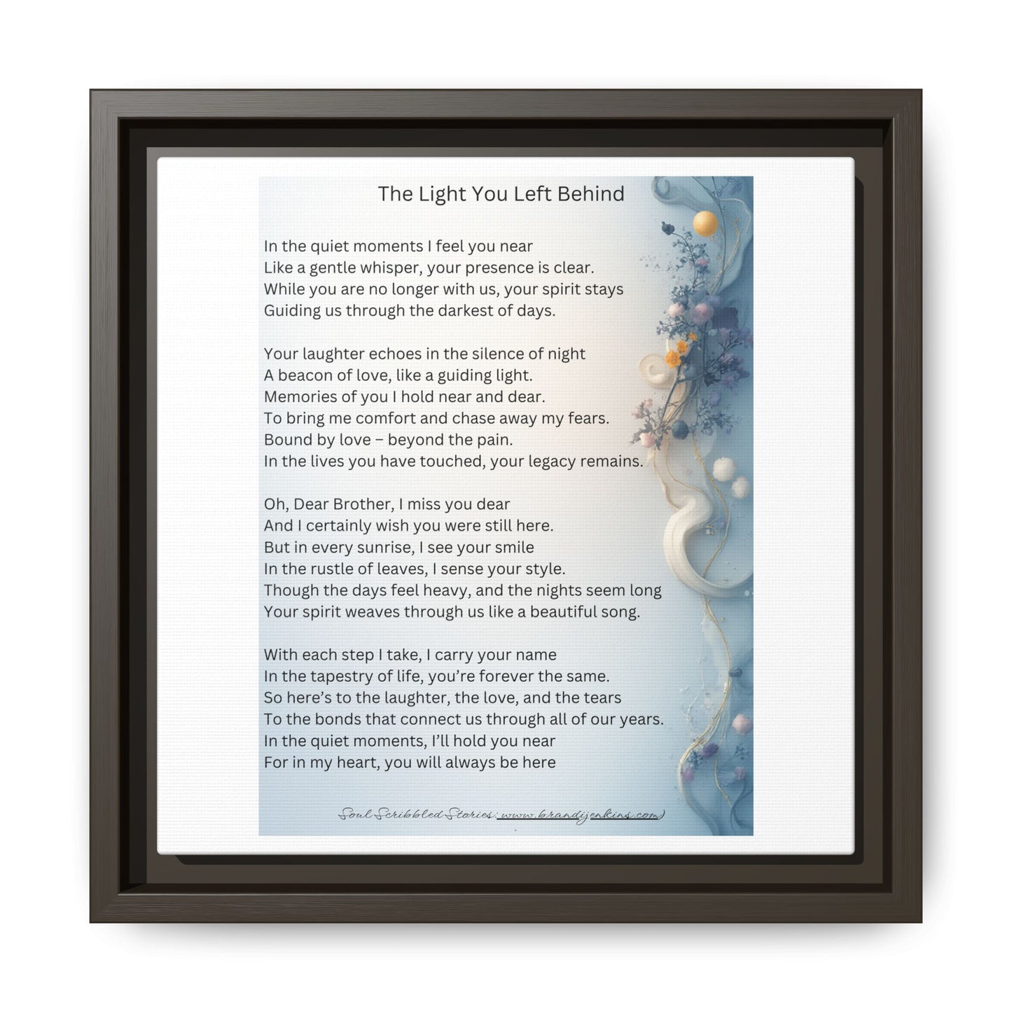 The Light You Left Behind Matte Canvas Framed Print | Memorial Wall Art