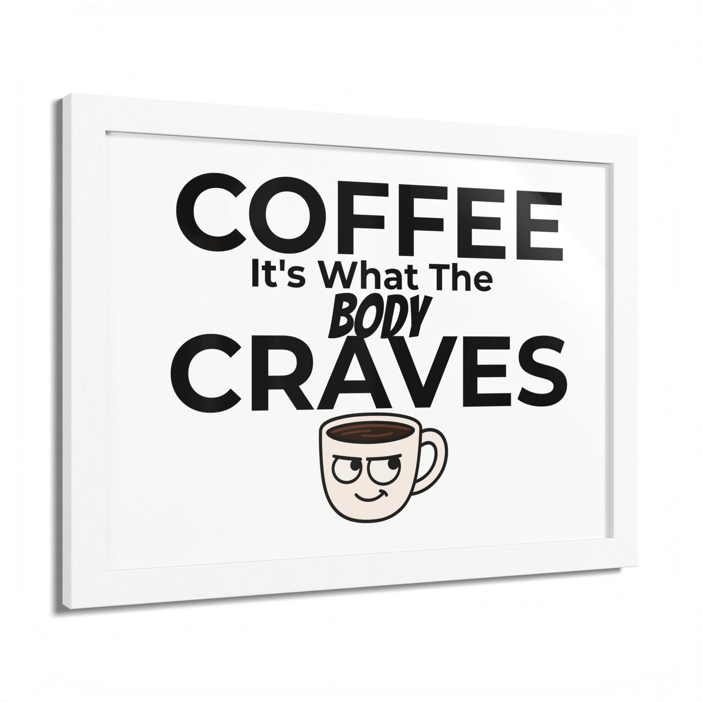Coffee Cravings Framed Poster | Fun Wall Art for Coffee Lovers, Kitchen Decor, Gift for Baristas, Home Office Art, Coffee Shop Decor