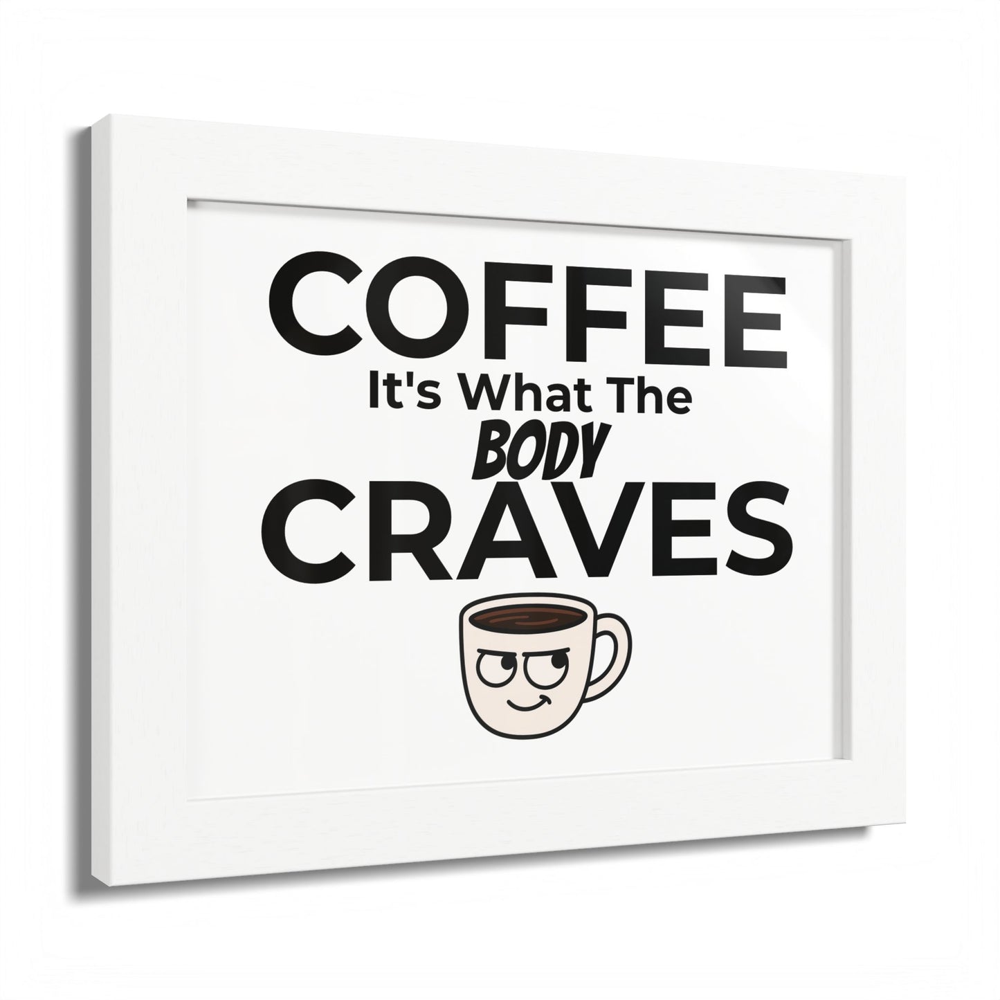 Coffee Cravings Framed Poster | Fun Wall Art for Coffee Lovers, Kitchen Decor, Gift for Baristas, Home Office Art, Coffee Shop Decor
