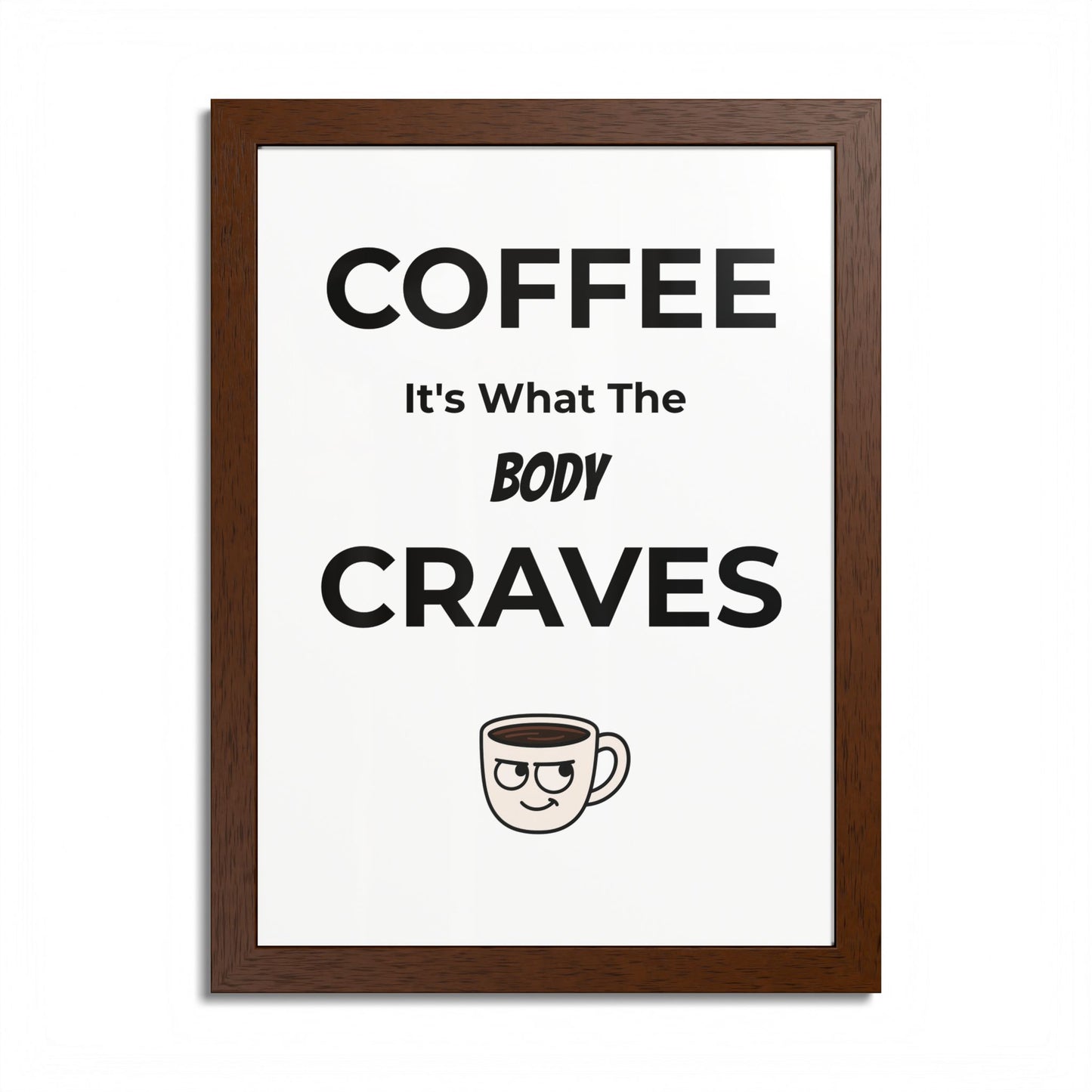 Coffee Cravings Framed Poster | Fun Wall Art for Coffee Lovers, Kitchen Decor, Gift for Baristas, Home Office Art, Coffee Shop Decor