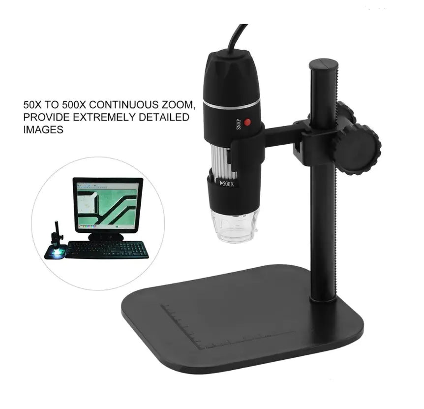 Black Digital Microscope Camera with Magnifier Lens